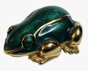 Estee Lauder Green Gold Frog Compact Box Solid Perfume Pressed Powder 2" Vintage - Picture 1 of 11