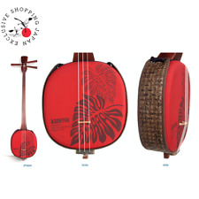 ASOVIVA Shamisen Sanshin Traditional Stringed Instruments Natural Monstera Red 