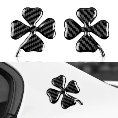 2 pegatinas emblemas insignias guardabarros trasero trébol carbono para Alfa Romeo Foto 1 de 4