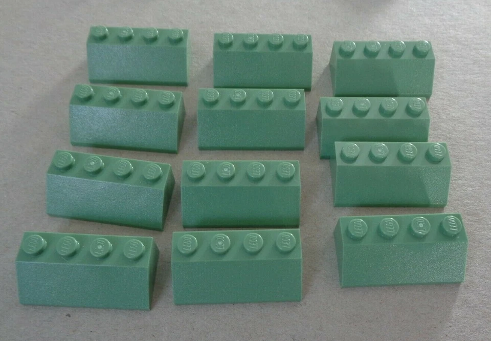 Lego 3037 - 6351392 Sloped 2 x 4 Bricks x12 Sand Green Parts & Pieces** - Image 1 of 1