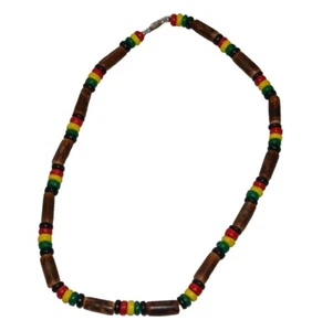 Beach Coco Perlen Rasta Halskette Surfer Halsband 20" braun rot gelb grün - Bild 1 von 1