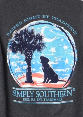 Simply Southern Raised Right Women's Size M Gray SS T-Shirt "SC-Lab Dog" Foto 1 de 3