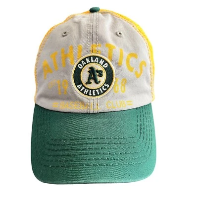 De colección Oakland Athletics MLB Malla Camionero Sombrero Adulto Snapback Beige Verde Amarillo Foto 1 de 4