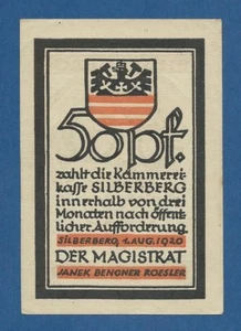 ALEMANIA // GERMANY -- NOTGELD -- SILBERBERG -- 50 PFENNIG ( 1920 ) -- aUNC - Imagen 1 de 2