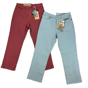 L.L. Bean Jeans Womens 8 Pet Blue/Rosewood Denim True Shape Classic Fit Straight - Picture 1 of 21