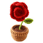 Crochet Knitted Flower In Pot Cute Cartoon Potted Plant Ornament Birthday Gift