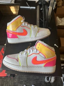 Size 5Y - Air Jordan 1 Mid GS Edge Glow Pink Orange Yellow Multicolor CV4611-100 - Picture 1 of 11