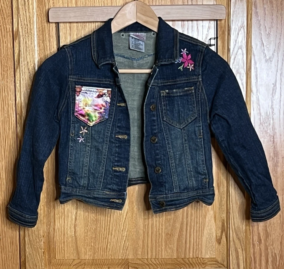 Disney Fairies Jean Jacket Girls Small (5/6)  Disney Store Tinker Bell Embroider - Изображение 1 из 4