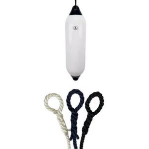 1 x HURRICANE Boat Fender: White/ Blue PM06 - FREE SPLICED END 10MM  ROPE - Picture 1 of 2