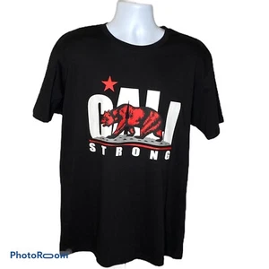 Cali Strong Black T Shirt Red Bear Large California Graphic Street Urban T Shirt - Picture 1 of 4