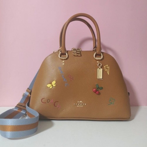 NUOVA BORSA COACH KATY CON RICAMO DIARIO C8281 ORO PENNY $450