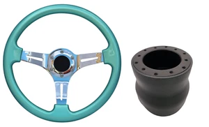 Volante TS cromado verde como nuevo + kit Boss para FORD MAVERICK 004 - Imagen 1 de 4