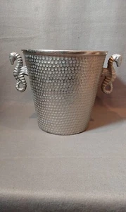 NICOLE MILLER SEAHORSE HANDLE METAL CHAMPANGE, ICE BUCKET, PAIL - Picture 1 of 8