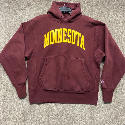 Minnesota Golden Gophers Sweatshirt Mens Medium Champion Hoodie Reverse Weave Cover