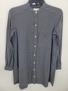 Wilfred Artizia Top Womens Medium Blue Plaid Cotton Tab Collar Minimalist Blouse - Picture 1 of 8