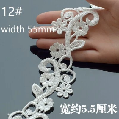 1M DIY Retro Crochet White Lace Trim Embroidered Flower Ribbon Edging Material - Image 1 of 4