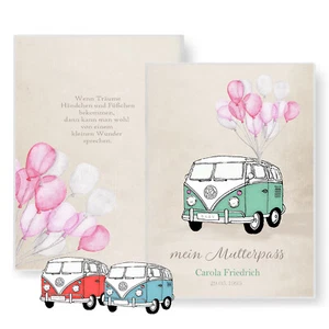 Mutterpasshülle personalisiert Oldtimerbus Hülle Mutterpass Geschenk Schwangere - Bild 1 von 9