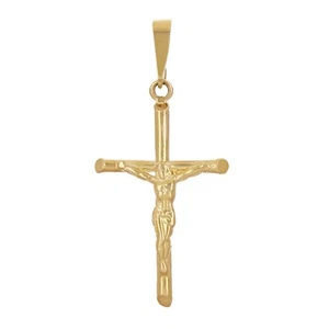 Ciondolo croce crocifisso Gesù Cristo in oro giallo 14 kt 1,6" 2,7 grammi - Foto 1 di 2