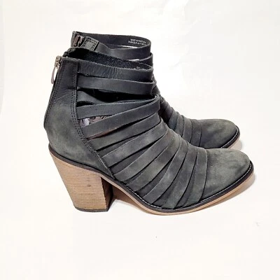 Free People HYBRID Botines con Tacón con Tirantes Cremallera Negro Gris Wms 38EU 8US Foto 1 de 4