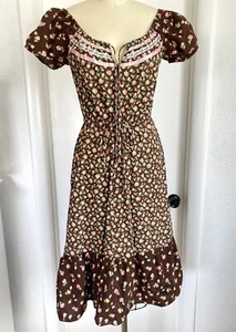 Vtg Calico Floral Prairie Dress Cottage 70s Peasant Gunne Style Sz S/M - Bild 1 von 5