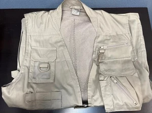 Fishing Vest Mens M Multi Pocket Utility Zip Outdoor Cotton Nylon Travel Wear - Picture 1 of 14