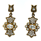 MyGoldMySilver Earrings Rhinestone 925 Brass Vintage Look Dangle Drop Pierced