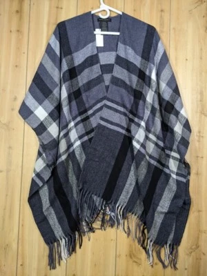 Mantón Banana Republic envolvente talla única Karen a cuadros púrpura mezcla de lana cachemir nuevo con etiquetas  Foto 1 de 4