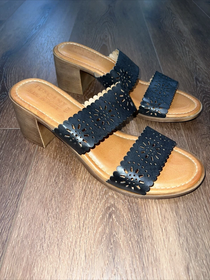 Sandália Easy Street Wedge Feminina 11M Toscana Preta Floral Verão - Imagem 1 de 4