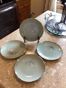 Vintage MCM Atomic Franziskaner Silber Kiefer Menge 4 Salatteller 8 1/4" EUC - Bild 1 von 4