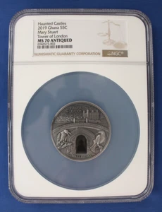 2019 Ghana 2oz Silver coin "Haunted Castles - Mary Stuart" NGC Graded MS70 - Picture 1 of 4