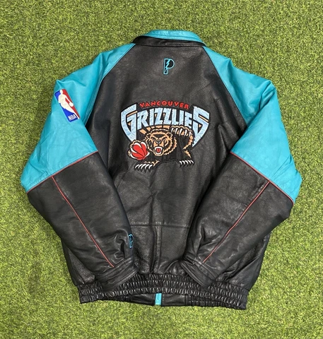 RARE Vintage 90s Pro Player Vancouver Grizzlies Heavy Leather NBA Jacket XL Cover