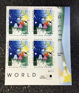 2000USA #3398 33c Adopting a Child - Plate Block of 4 Mint (#B11111) - Picture 1 of 4