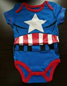 UNISEX INFANT MARVEL CAPTAIN AMERICA BLUE RED SIZE 3-6 MONTHS BODYSUIT NEW - Picture 1 of 11