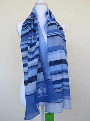 UOMO nuova leggera cotone blu righe  45x160 cm LA MARTINA - Imagen 1 de 4