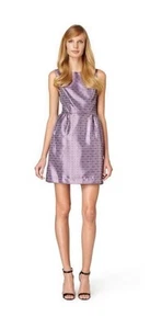 Wendy Bird Erin Fetherston Size 4 Sleeveless Purple Gold Cut Out Bow Dress - Picture 1 of 14