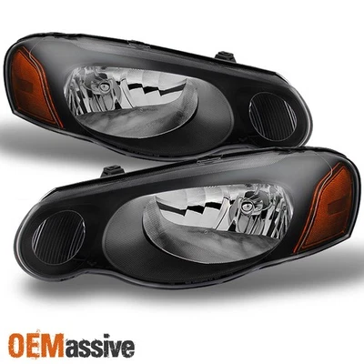 Fit 04-06 Chrysler Sebring Convertible & Sedan Black Replacement Headlights Pair - Image 1 of 4