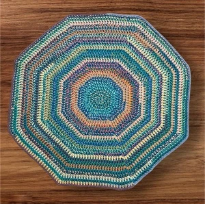 Handmade Crochet Octagon Rug - 30” Boho Rug Decor “ Berry blast “ - Picture 1 of 3