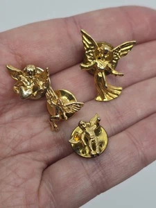 Lot of 4 Different Angel Lapel Pin Vintage Jewelry Pins Gold Tone with Backs - Picture 1 of 4