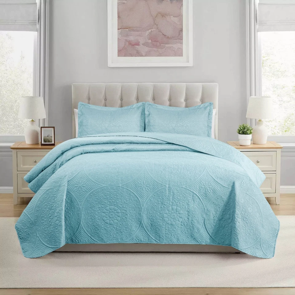 Juego de ropa de cama 3 piezas colcha floral acolchada doble completa/queen king size Foto 1 de 1