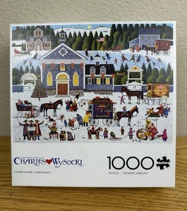 Charles Wysocki KIRCHENHOF WEIHNACHTEN 1000-teiliges Puzzle KOMPLETT mit Poster - Bild 1 von 9