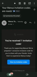 Manus AI Invitation Code For manus.im with 500 credits included - Picture 1 of 3