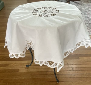 Spitze bestickt Tischdecke weiß 36" x36" rund - Bild 1 von 9