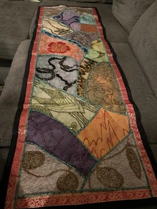 Persian Table Runner, Hand Sewed & Embroidered, Sequin, Beaded. 55”x17” Gorgeous - Picture 1 of 14
