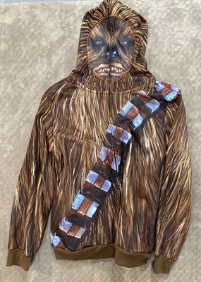 Star Wars CHEWBACCA Zip Jacket Hoodie BOYS YOUTH Size XL Mask Lightweight - Image 1 of 4