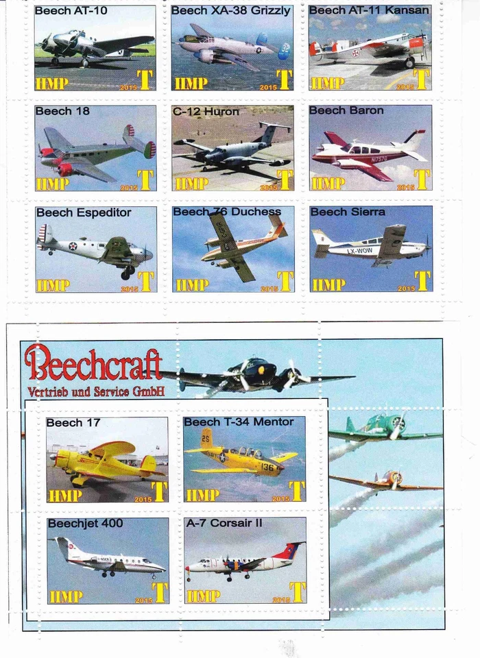 Stamp blocks complete Beecgcraft Aircraft Airplane company 2015 Transnistria - Image 1 of 1