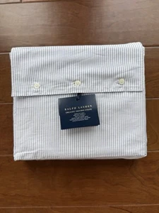RL Organic Oxford Stripe Queen Flat Sheet - NWT $215 - Picture 1 of 2