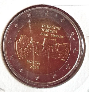 2 EURO GEDENKMÜNZE MALTA 2019 - TEMPEL VON TA'HAGRAT - PUNZE F IM STERN - Bild 1 von 2