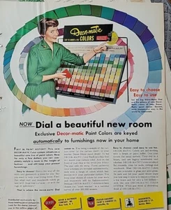 1954 Devoe Paint Dial A New Room Decor-matic color Chart  Vintage Ad - Picture 1 of 1