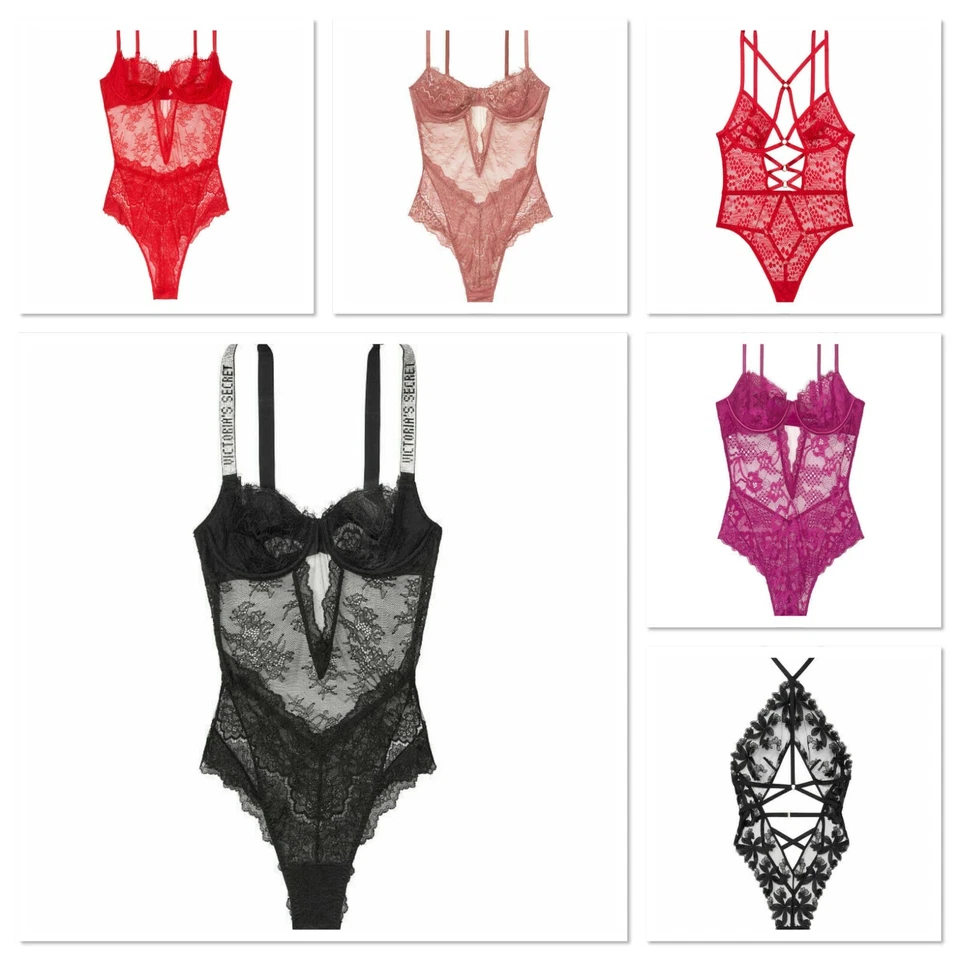 Victoria's Secret LUXE VERY SEXY STRAPPY HIGH NECK SHINE STRAP TEDDY BODYSUIT - Image 1 of 1