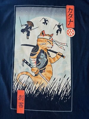 Camiseta Ninja Cat Assassin Anime Japonés Adulto PEQUEÑA Rara Hallazgo - Sin Hilos Foto 1 de 4